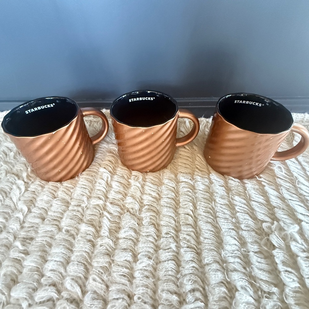 Starbucks Copper Tone Mugs Trio